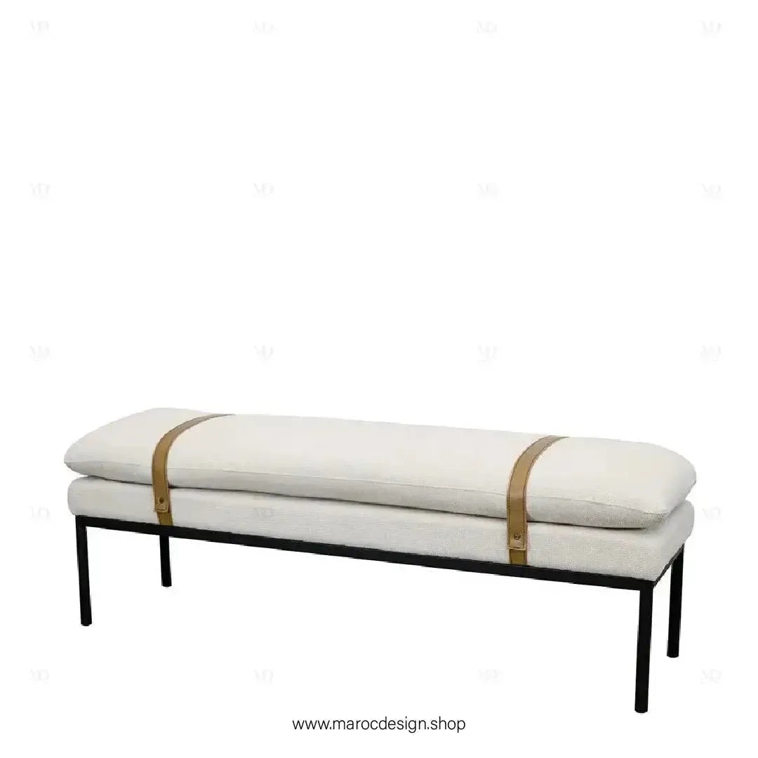 BAXTER Banc – Élégance et Confort en Tissu Crème par Maroc Design-Banc, Tabouret, Chambre, Réception-Maroc Design-Gris-Maroc Design