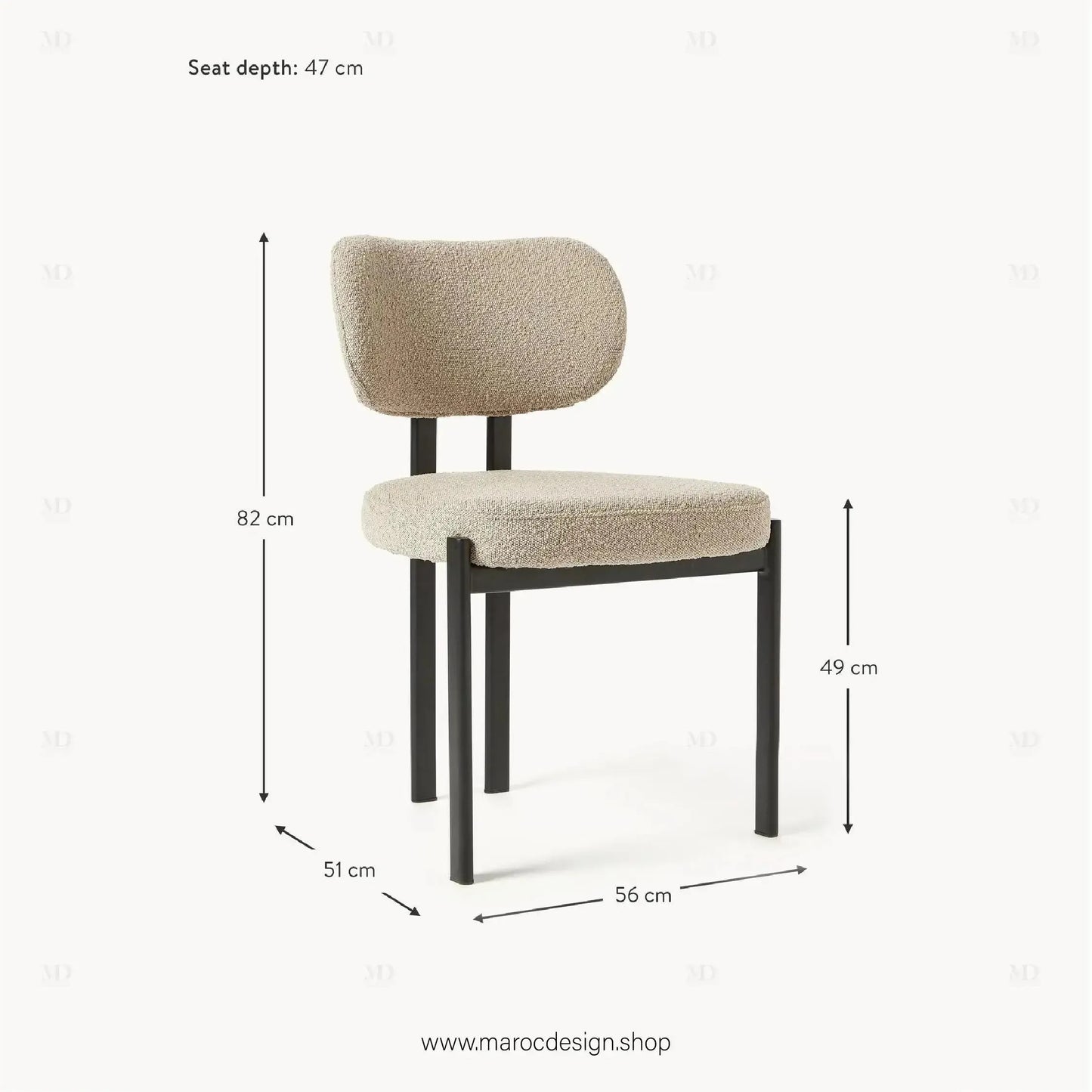 CASTRO - La Chaise minimaliste adapté pour Salle à manger ou Bureau-Chaise, Table à Manger,-Maroc Design-Blanc-Maroc Design