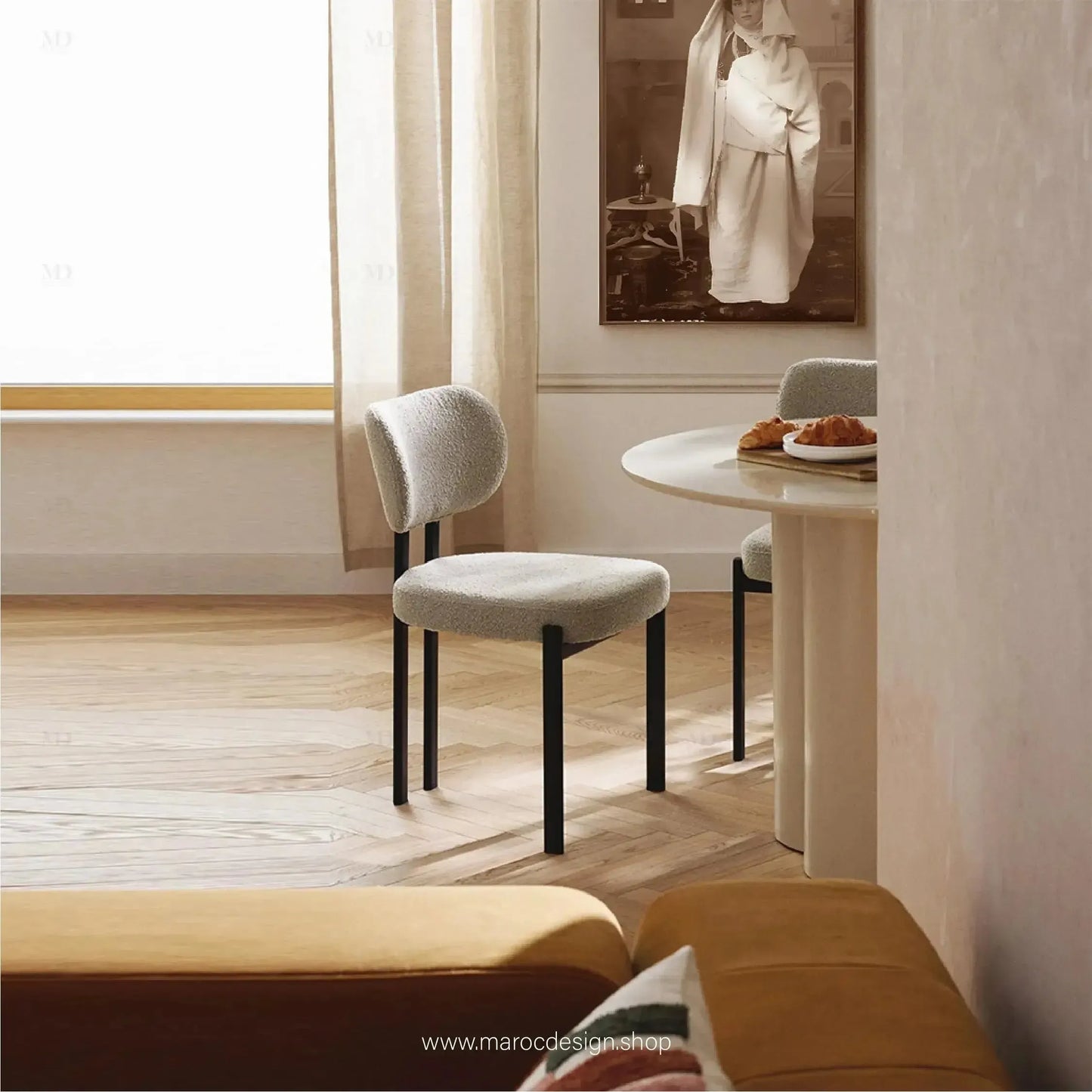 CASTRO - La Chaise minimaliste adapté pour Salle à manger ou Bureau-Chaise, Table à Manger,-Maroc Design-Blanc-Maroc Design