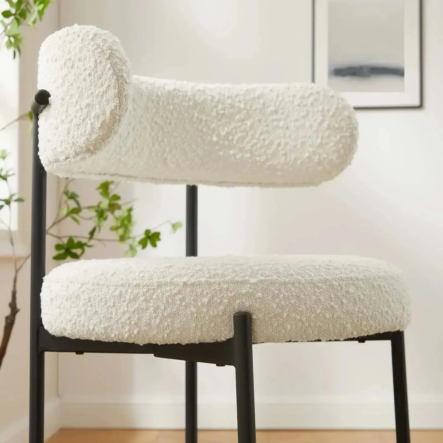 CHAISY - Tabouret Chaise de bar salle à manger, comptoir ou cuisine bar-Table à Manger, Chaises, Tabouret, Bar, Comptoire-Maroc Design-Blanc-Velour-Maroc Design