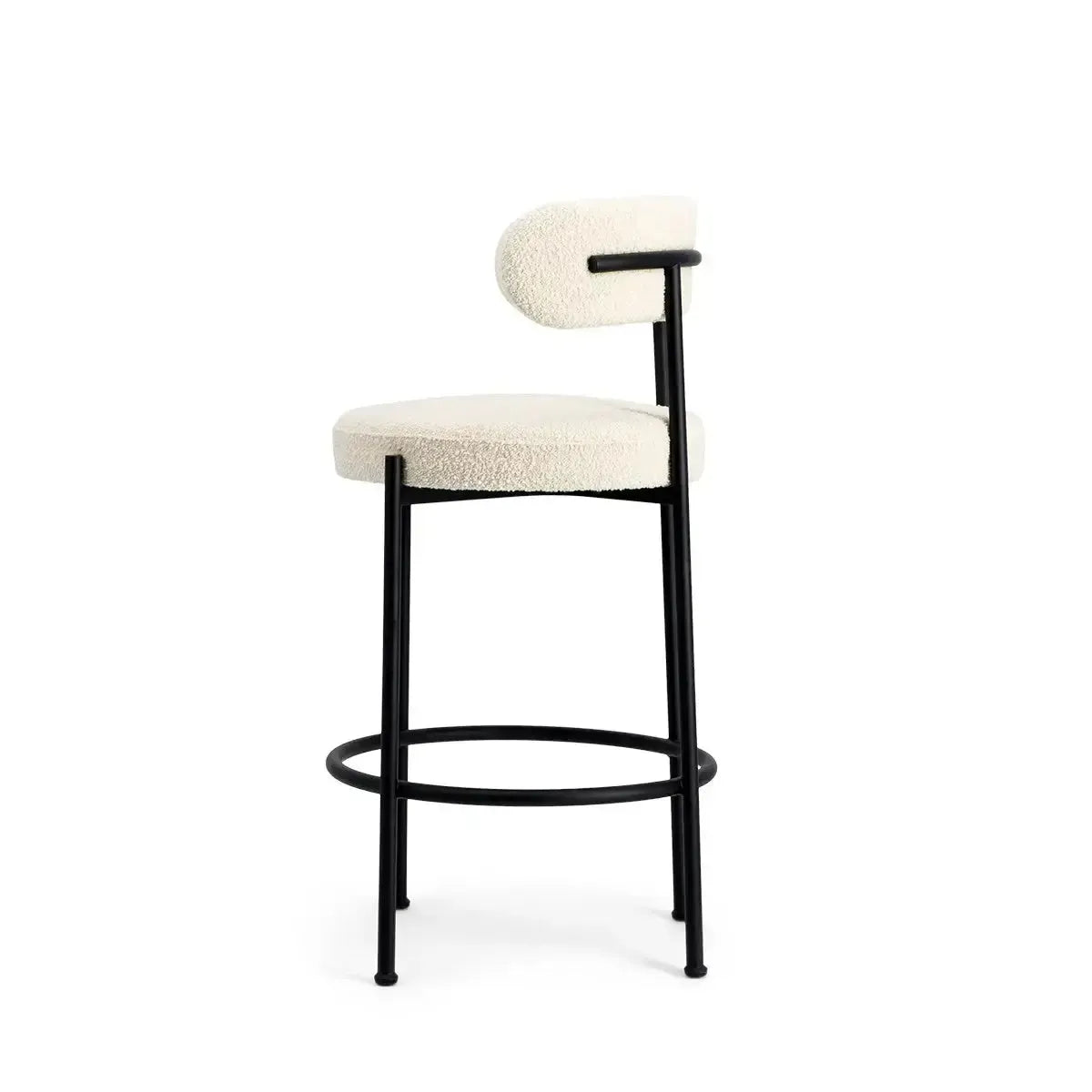 CHAISY - Tabouret Chaise de bar salle à manger, comptoir ou cuisine bar-Table à Manger, Chaises, Tabouret, Bar, Comptoire-Maroc Design-Blanc-Velour-Maroc Design