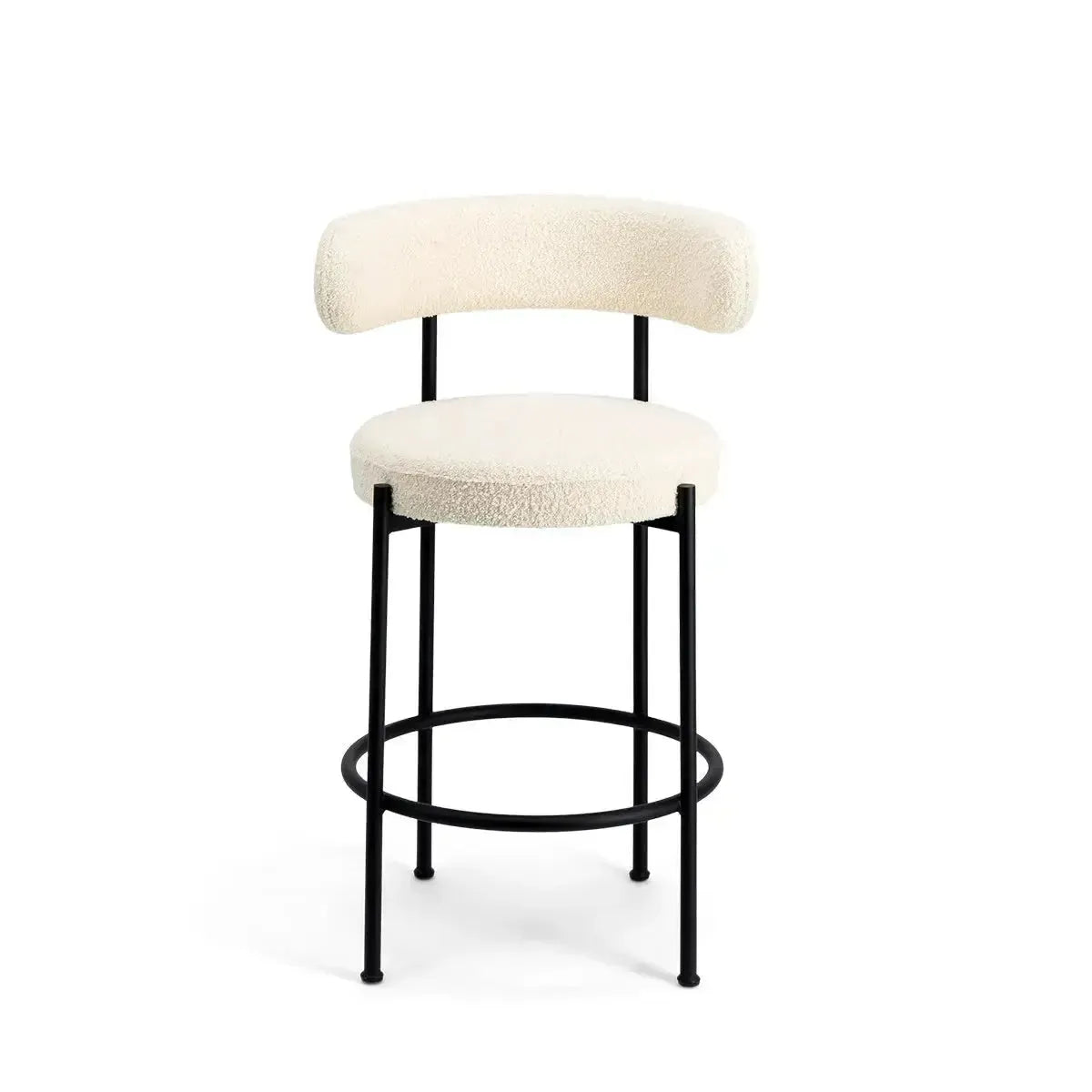 CHAISY - Tabouret Chaise de bar salle à manger, comptoir ou cuisine bar-Table à Manger, Chaises, Tabouret, Bar, Comptoire-Maroc Design-Blanc-Velour-Maroc Design