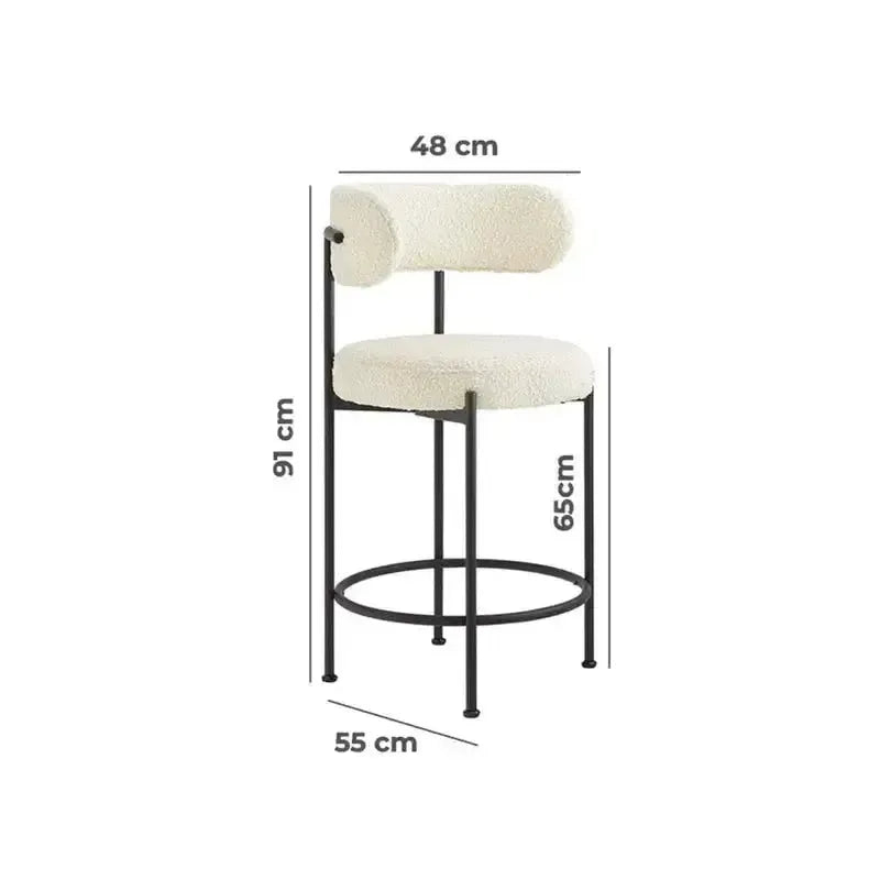 CHAISY - Tabouret Chaise de bar salle à manger, comptoir ou cuisine bar-Table à Manger, Chaises, Tabouret, Bar, Comptoire-Maroc Design-Blanc-Velour-Maroc Design