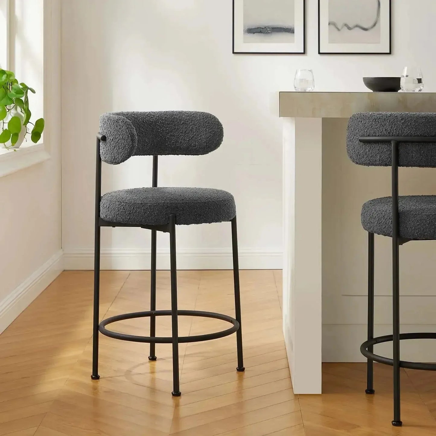 CHAISY - Tabouret Chaise de bar salle à manger, comptoir ou cuisine bar-Table à Manger, Chaises, Tabouret, Bar, Comptoire-Maroc Design-Noir-Velour-Maroc Design