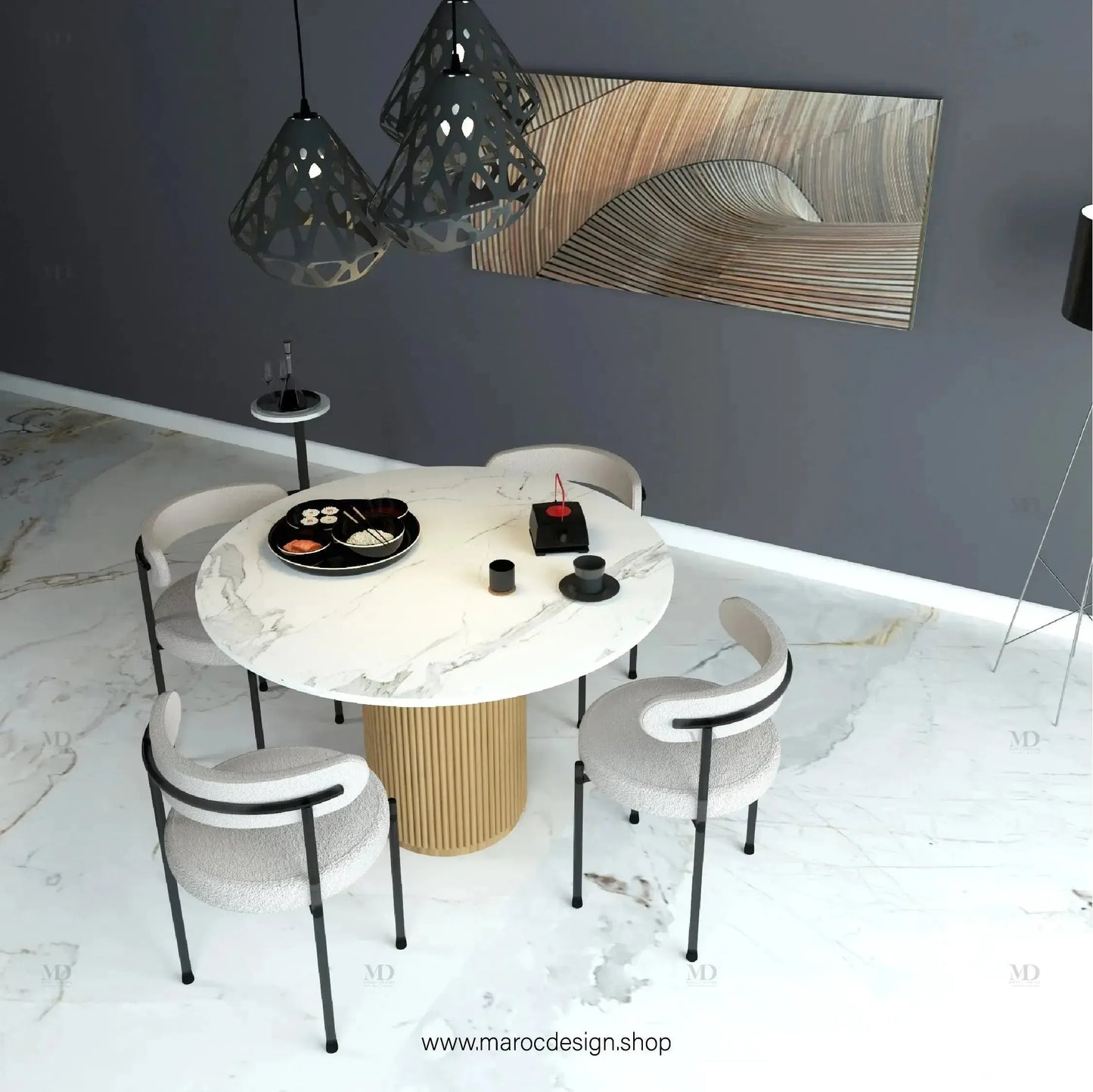 CREMA / Table à Manger / Élégance Moderne / Pilar Collection-Table à Manger-Maroc Design-80cm-Maroc Design