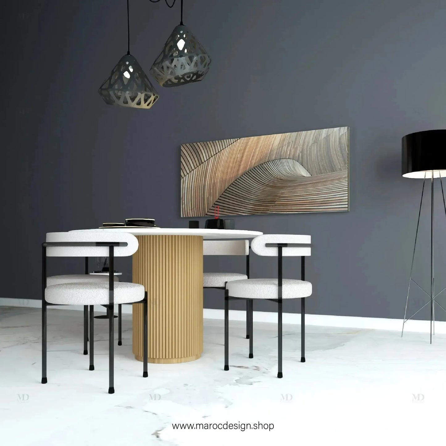 CREMA / Table à Manger / Élégance Moderne / Pilar Collection-Table à Manger-Maroc Design-80cm-Maroc Design