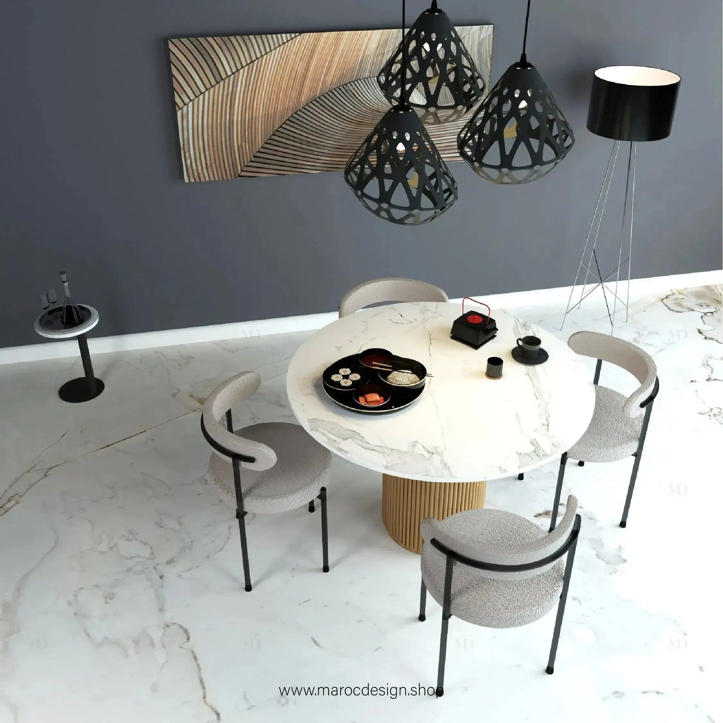 CREMA / Table à Manger / Élégance Moderne / Pilar Collection-Table à Manger-Maroc Design-80cm-Maroc Design