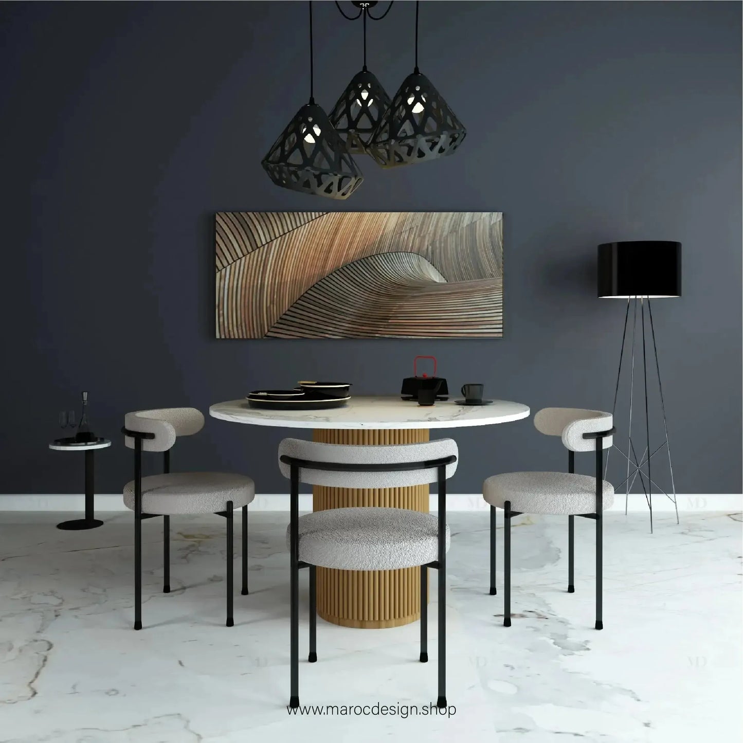 CREMA / Table à Manger / Élégance Moderne / Pilar Collection-Table à Manger-Maroc Design-80cm-Maroc Design