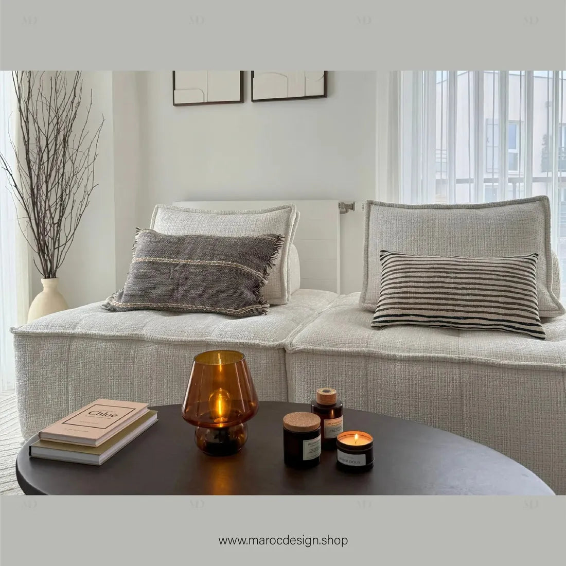 Canapé Modulable MAYVA en Écru – Élégance et Confort | Maroc Design-canapé, fauteil, Pouf, Meridienne-Maroc Design-Pack 2C 2M-Maroc Design