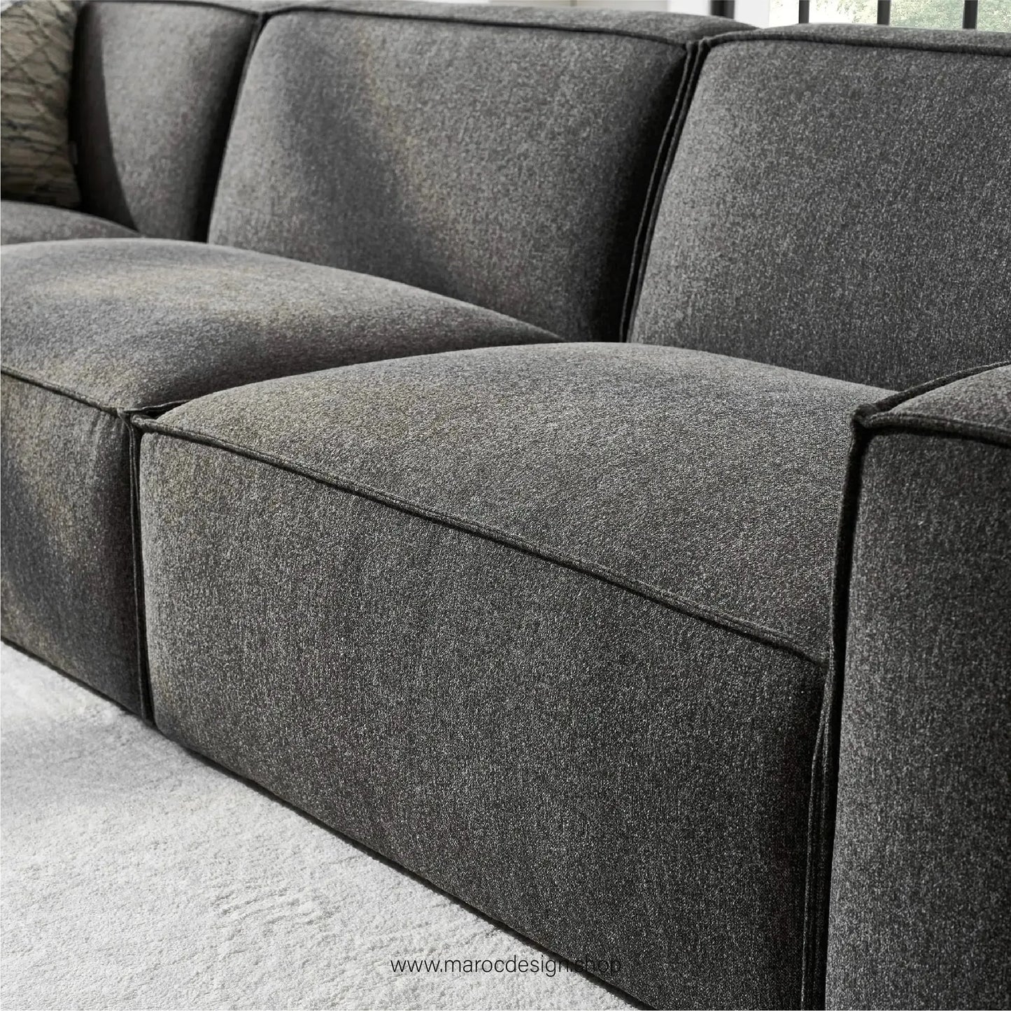 Canapé avec Accoudoir Droit BOXTER - Élégance Moderne et Modulabilité-canapé, fauteil, Meridienne,-Maroc Design-Noir-Maroc Design