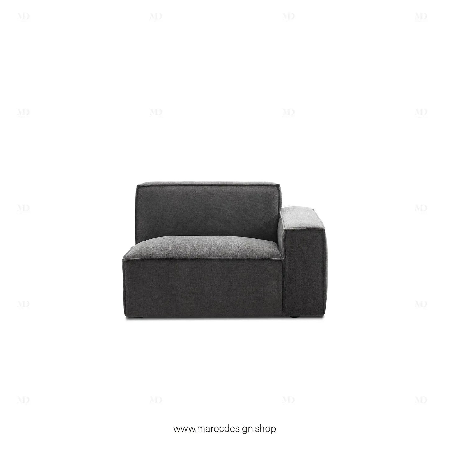 Canapé avec Accoudoir Droit BOXTER - Élégance Moderne et Modulabilité-canapé, fauteil, Meridienne,-Maroc Design-Noir-Maroc Design