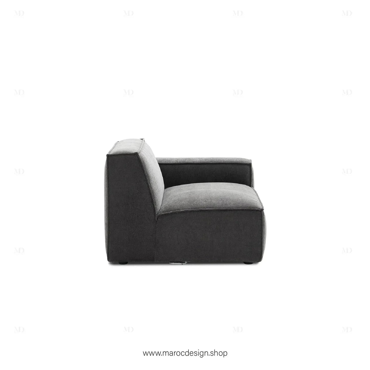Canapé avec Accoudoir Droit BOXTER - Élégance Moderne et Modulabilité-canapé, fauteil, Meridienne,-Maroc Design-Noir-Maroc Design