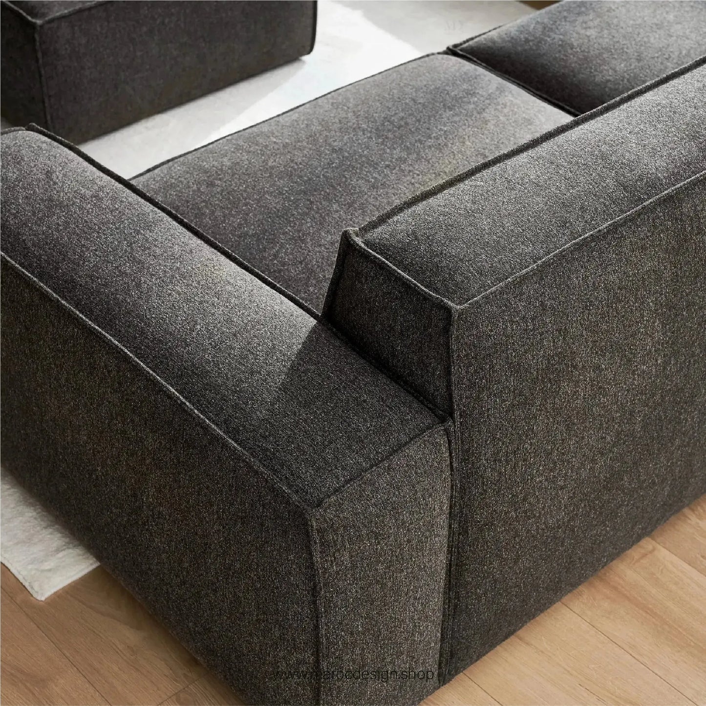 Canapé avec Accoudoir Droit BOXTER - Élégance Moderne et Modulabilité-canapé, fauteil, Meridienne,-Maroc Design-Noir-Maroc Design