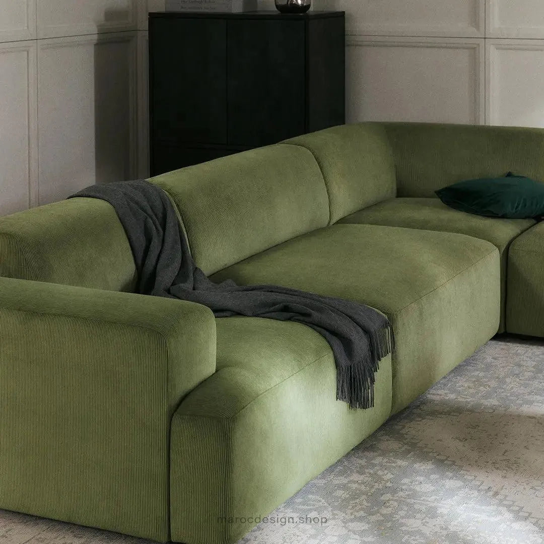 Canapé d'Angle Modulable MELVANA XXL Vert Olive – Confort & Élégance | Maroc Design-canapé, fauteil, Pouf, Meridienne-Maroc Design-Maroc Design