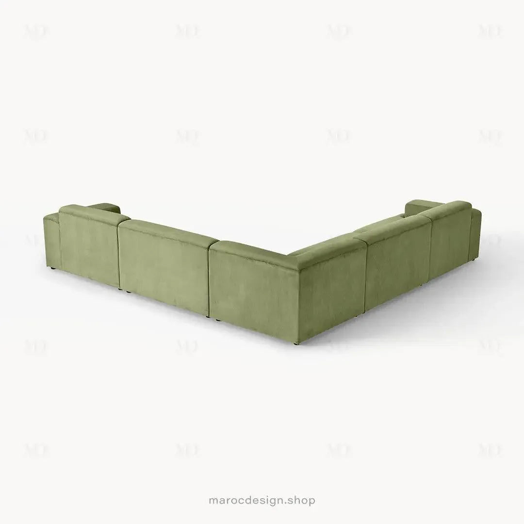 Canapé d'Angle Modulable MELVANA XXL Vert Olive – Confort & Élégance | Maroc Design-canapé, fauteil, Pouf, Meridienne-Maroc Design-Maroc Design