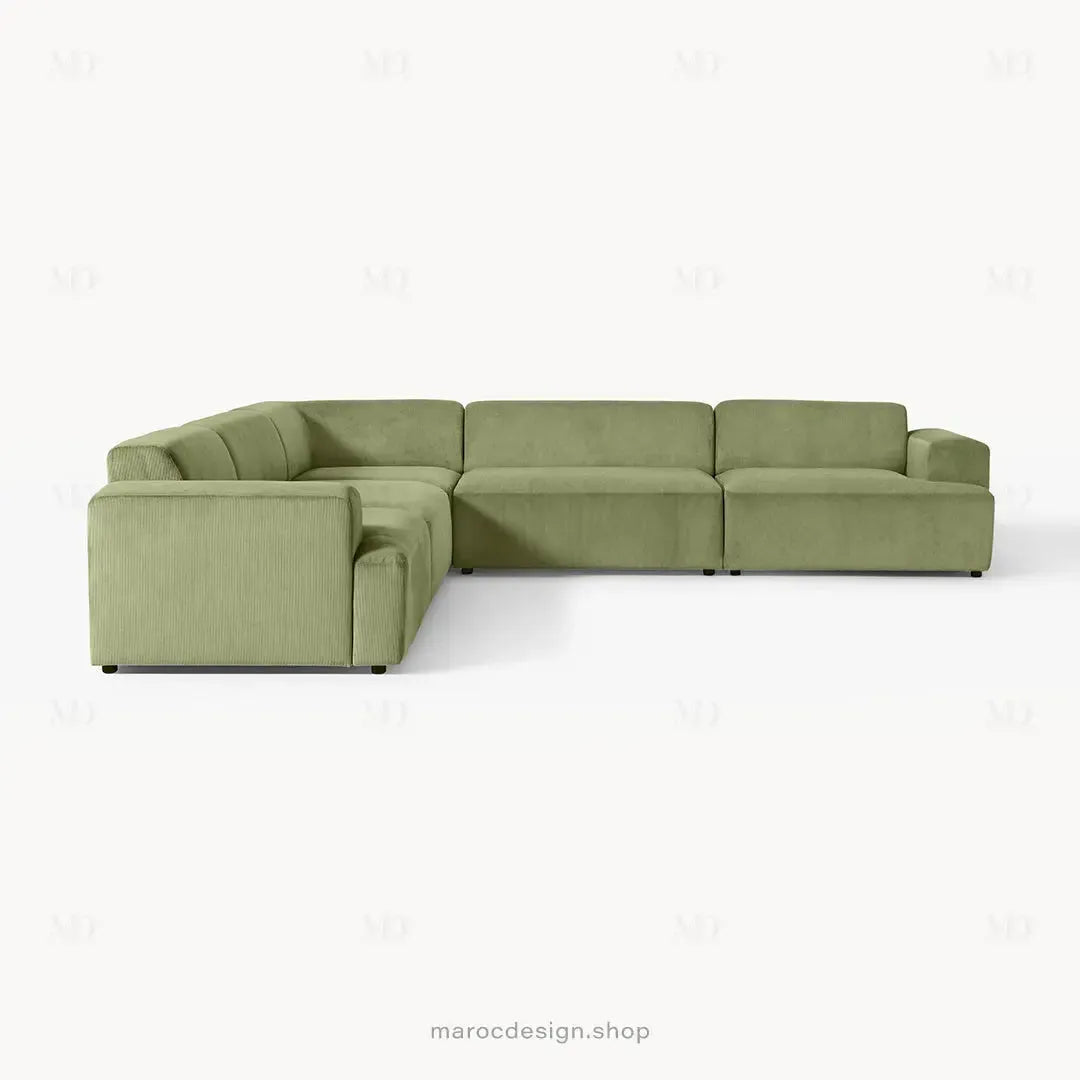 Canapé d'Angle Modulable MELVANA XXL Vert Olive – Confort & Élégance | Maroc Design-canapé, fauteil, Pouf, Meridienne-Maroc Design-Maroc Design