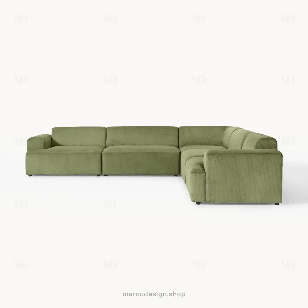 Canapé d'Angle Modulable MELVANA XXL Vert Olive – Confort & Élégance | Maroc Design-canapé, fauteil, Pouf, Meridienne-Maroc Design-Maroc Design