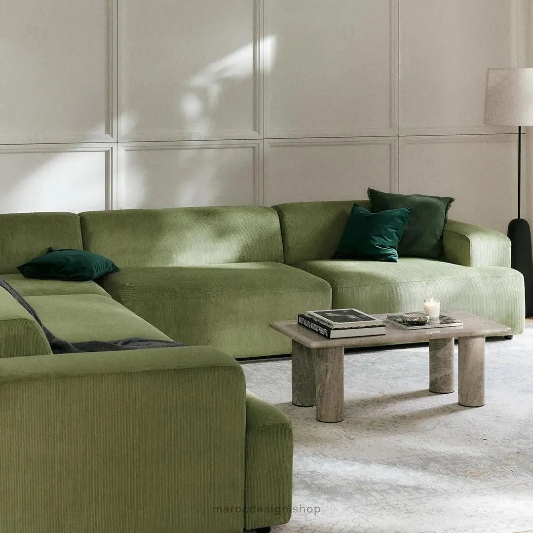 Canapé d'Angle Modulable MELVANA XXL Vert Olive – Confort & Élégance | Maroc Design-canapé, fauteil, Pouf, Meridienne-Maroc Design-Maroc Design