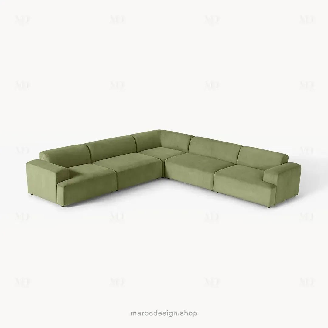 Canapé d'Angle Modulable MELVANA XXL Vert Olive – Confort & Élégance | Maroc Design-canapé, fauteil, Pouf, Meridienne-Maroc Design-Maroc Design