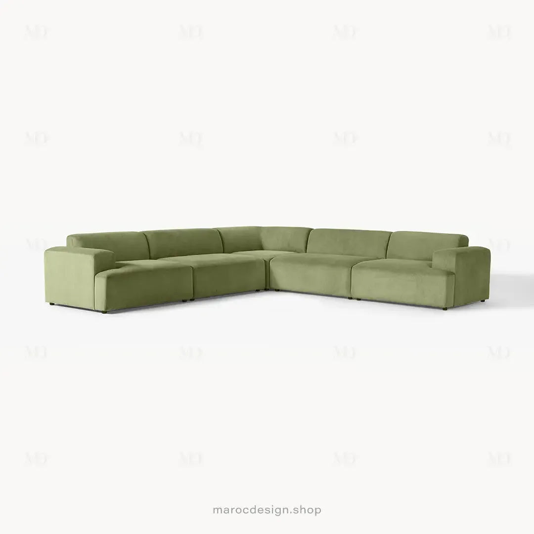Canapé d'Angle Modulable MELVANA XXL Vert Olive – Confort & Élégance | Maroc Design-canapé, fauteil, Pouf, Meridienne-Maroc Design-Maroc Design