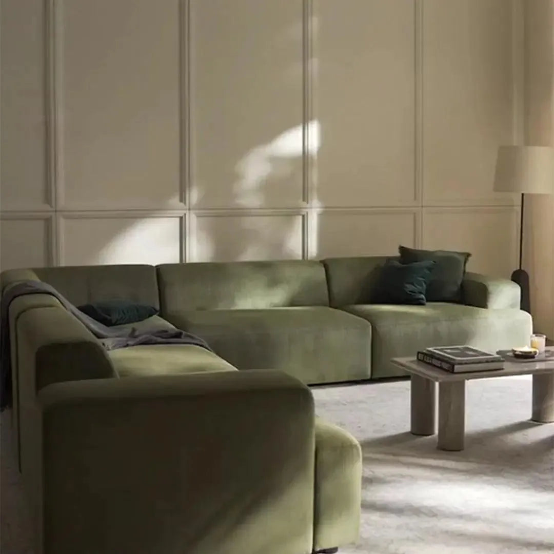 Canapé d'Angle Modulable MELVANA XXL Vert Olive – Confort & Élégance | Maroc Design-canapé, fauteil, Pouf, Meridienne-Maroc Design-Maroc Design