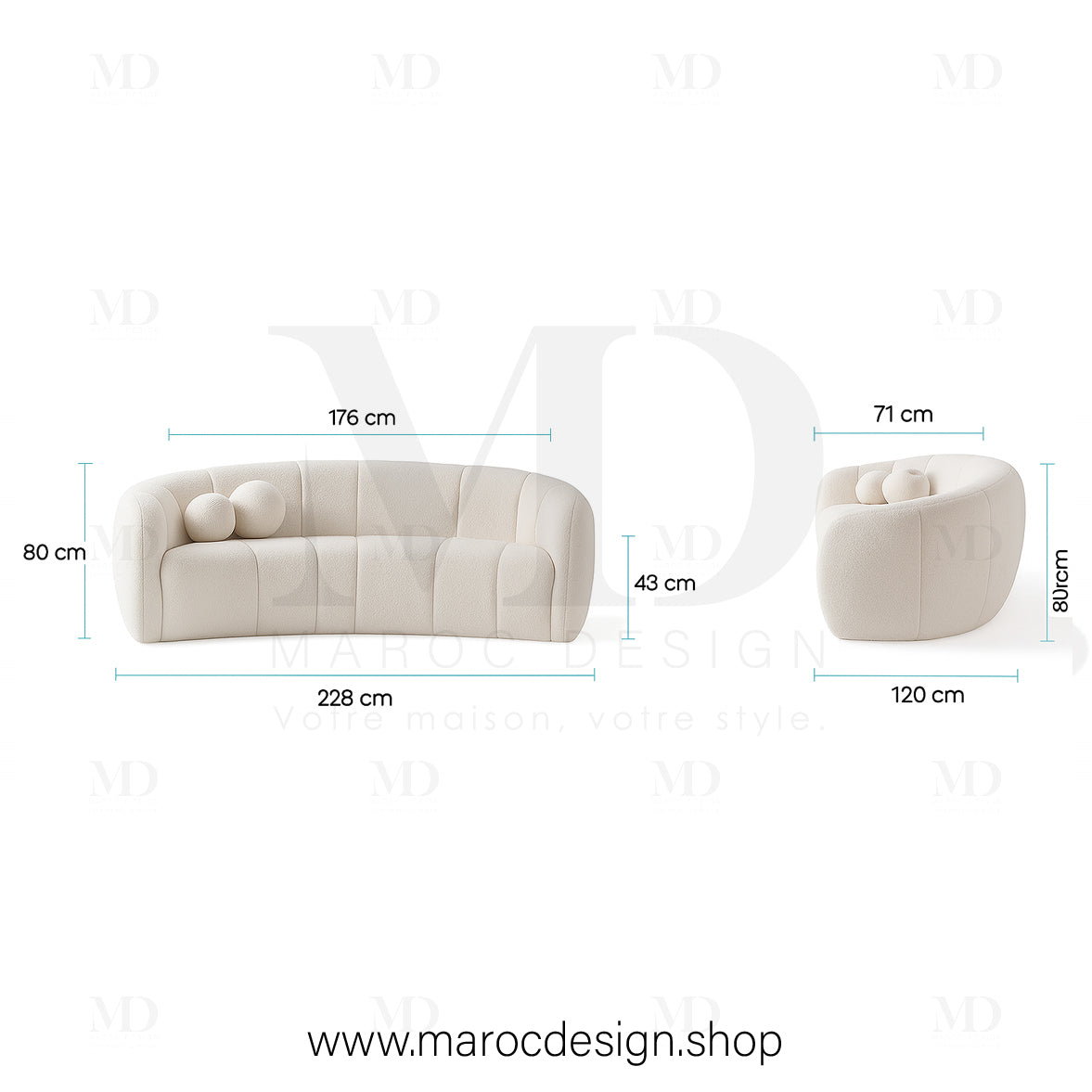 Canapé ALEXIS 3 Places Blanc – Design Moderne & Confort Haut de Gamme | Maroc Design