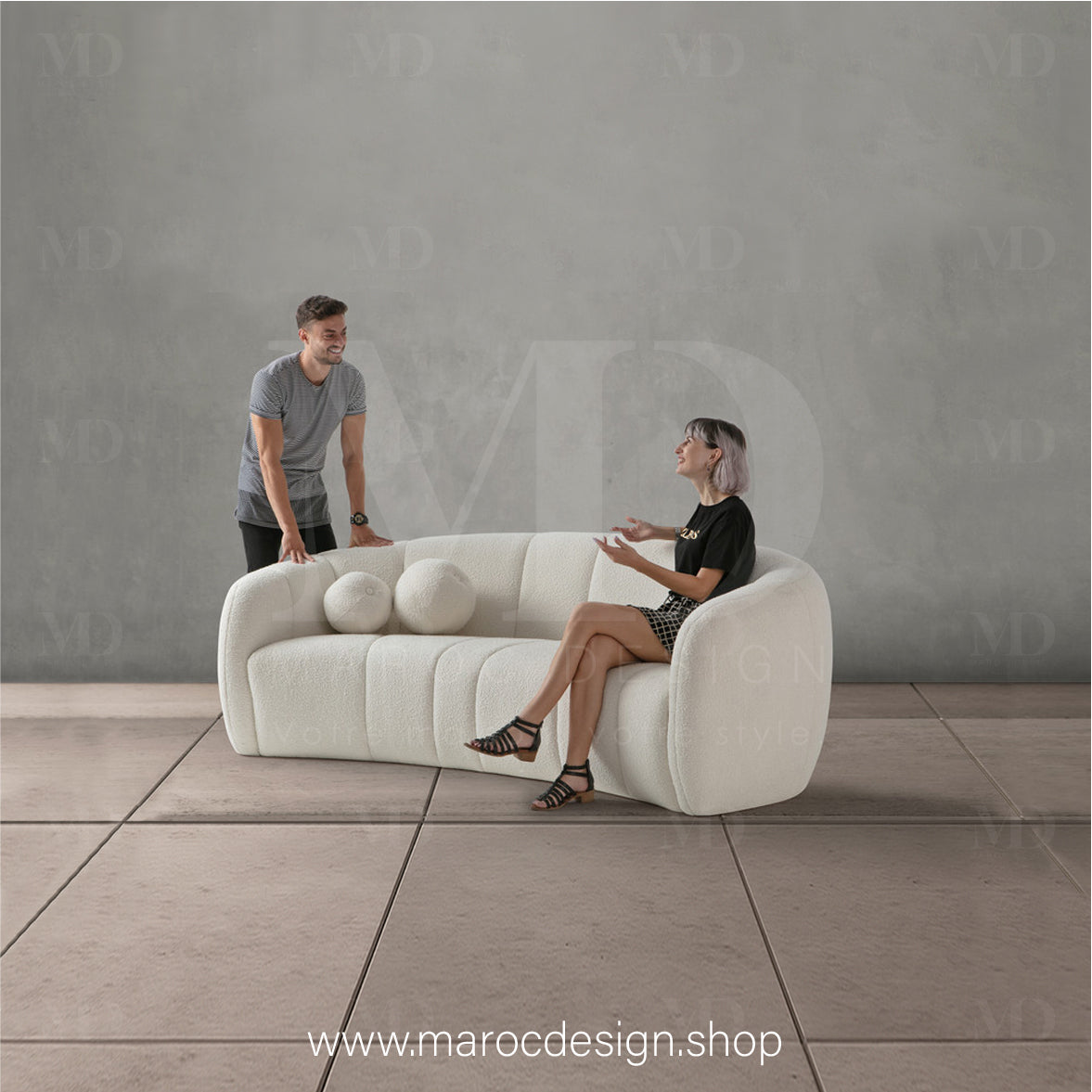 Canapé ALEXIS 3 Places Blanc – Design Moderne & Confort Haut de Gamme | Maroc Design