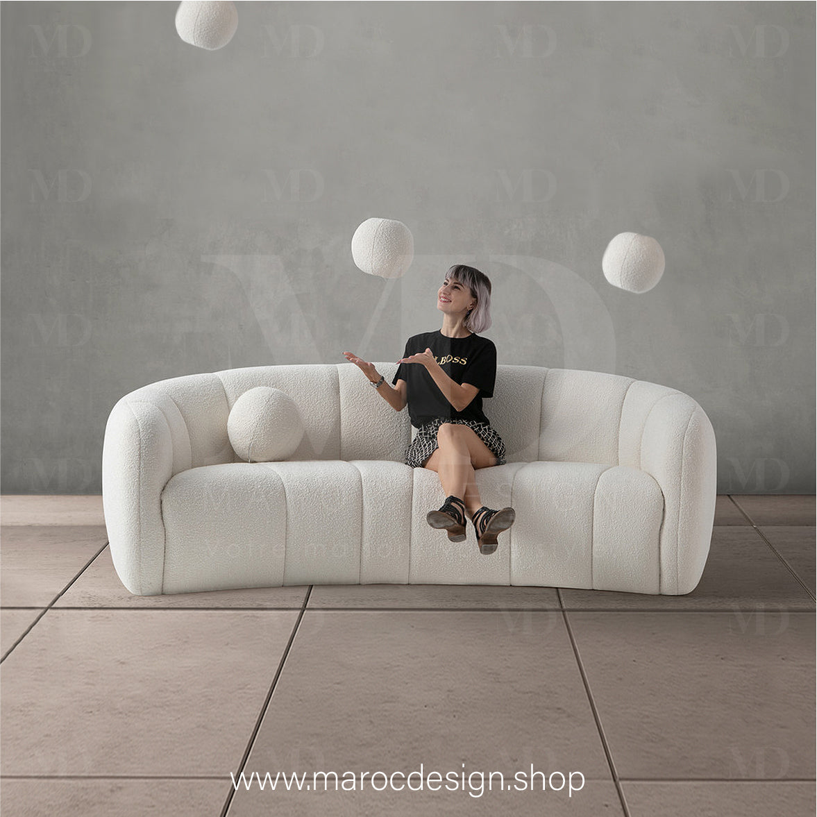 Canapé ALEXIS 3 Places Blanc – Design Moderne & Confort Haut de Gamme | Maroc Design