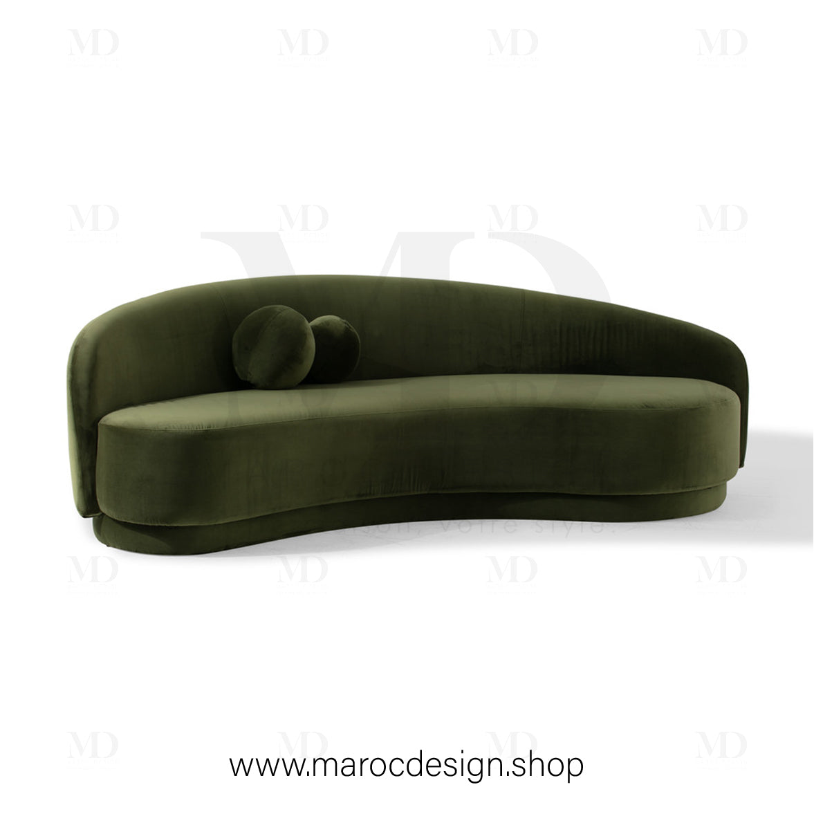 Canapé ALEXIS 3 Places Velours Vert – Design Moderne & Confort Premium | Maroc Design