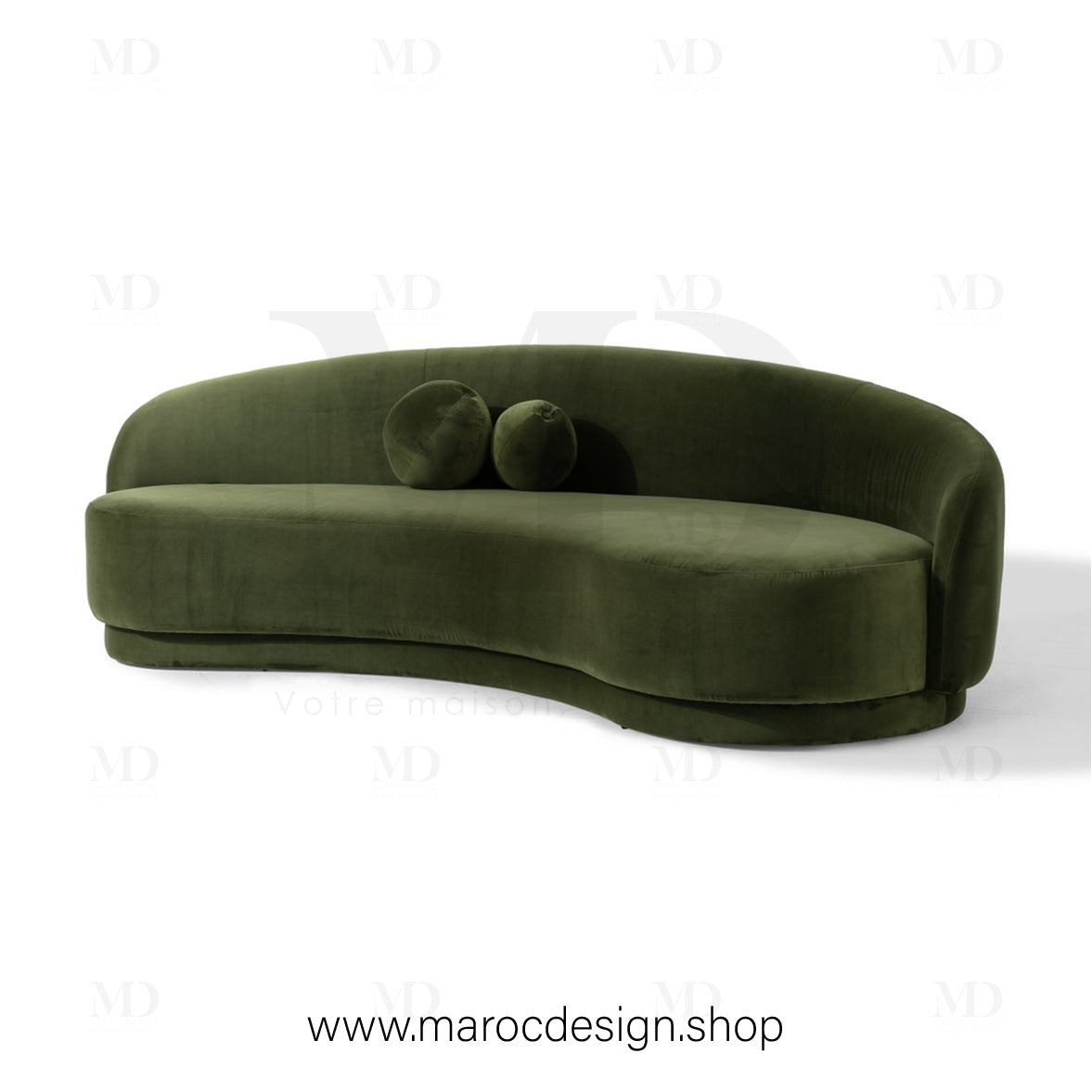 Canapé ALEXIS 3 Places Velours Vert – Design Moderne & Confort Premium | Maroc Design