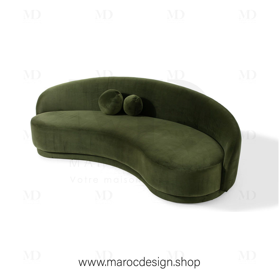 Canapé ALEXIS 3 Places Velours Vert – Design Moderne & Confort Premium | Maroc Design