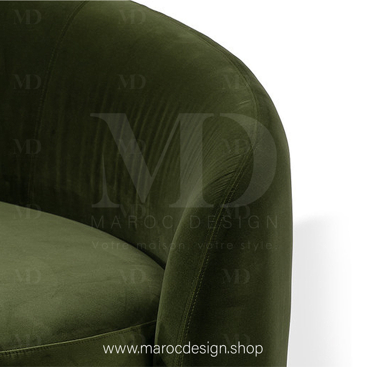 Canapé ALEXIS 3 Places Velours Vert – Design Moderne & Confort Premium | Maroc Design