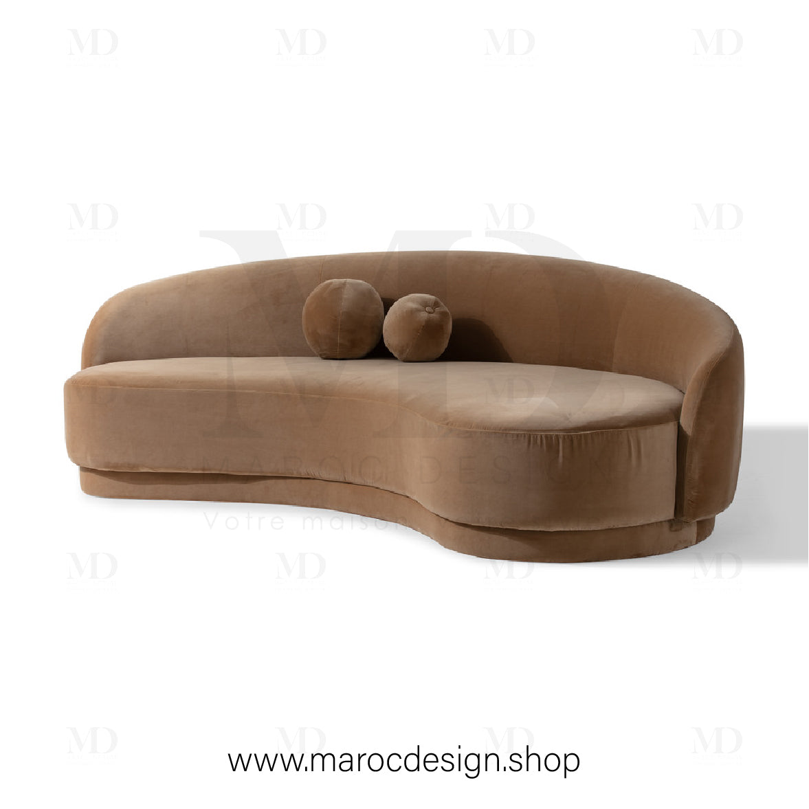 Canapé ALEXIS 3 Places en Velours Beige | Design Moderne & Confort Haut de Gamme - Maroc Design