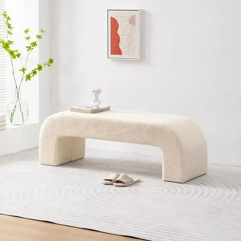 DARLOOD – Tabouret en Tissu Bouclette pour Changer de Chaussures Confort et Élégance par Maroc Design-Banc, Tabouret, Chambre, Réception-Maroc Design-Biege-Maroc Design