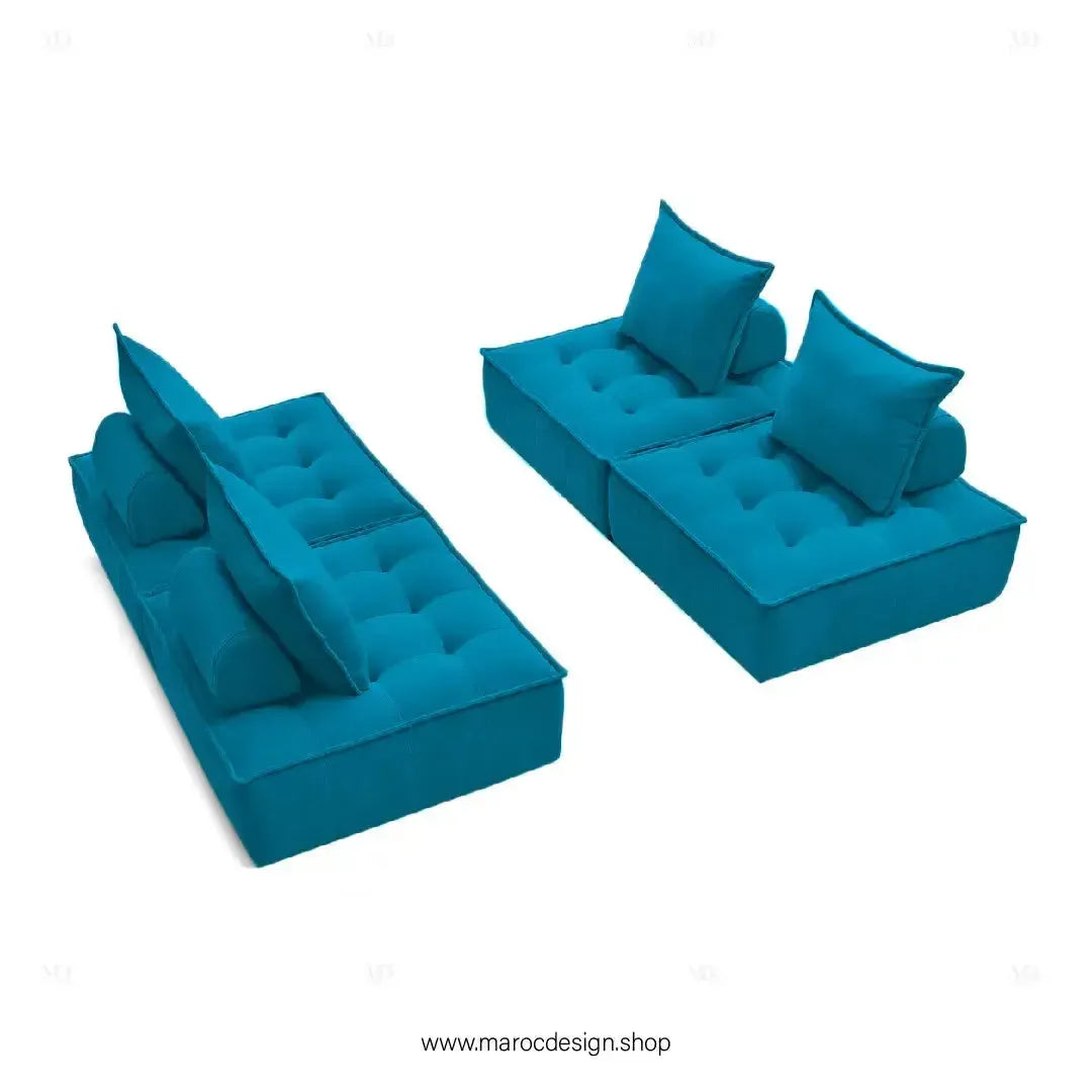 DOMINO Offrez-vous l'élégance modulable avec le canapé de Maroc Design-canapé, fauteil, Pouf, Meridienne, Modilable,-Maroc Design-Blanc-1 Module-Maroc Design