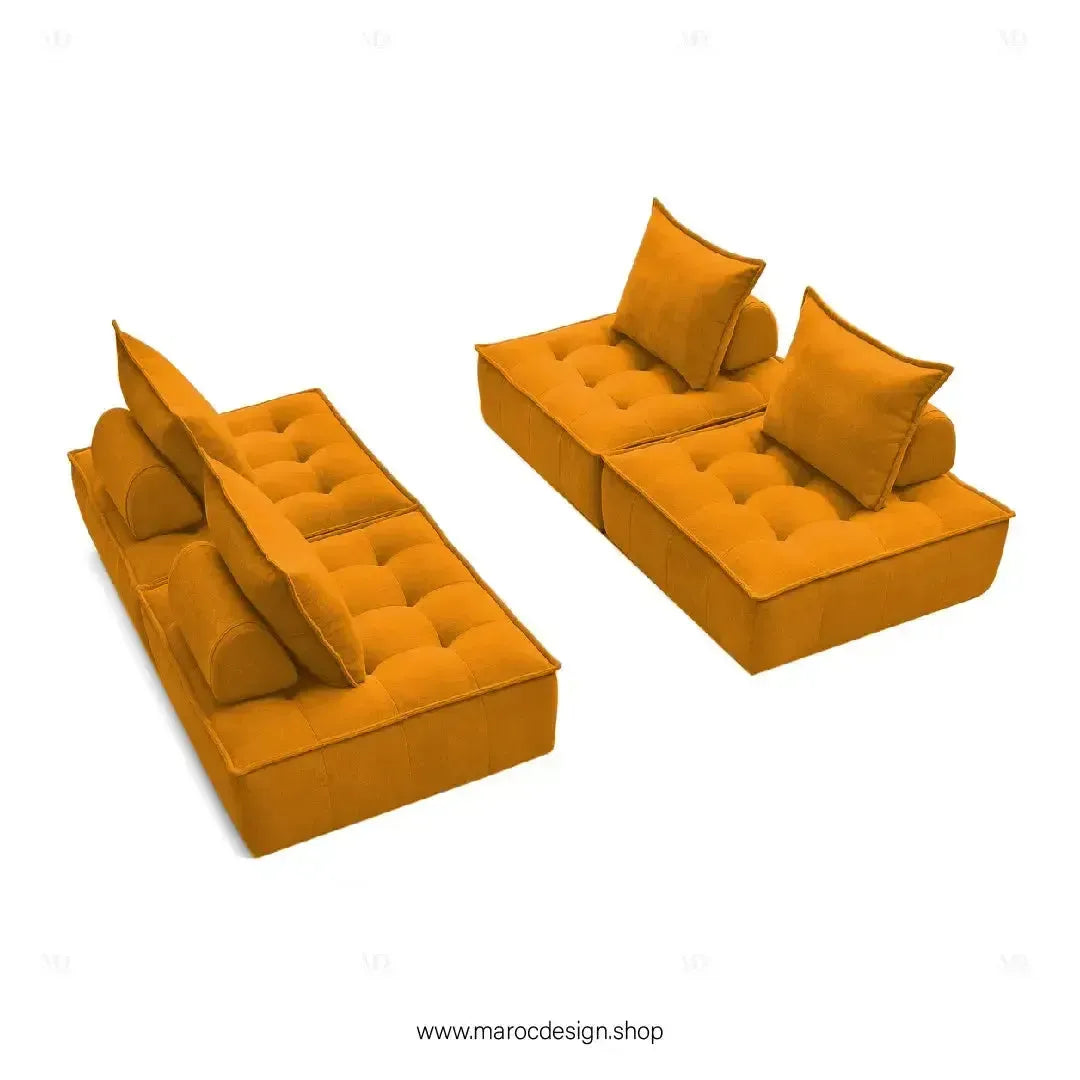 DOMINO Offrez-vous l'élégance modulable avec le canapé de Maroc Design-canapé, fauteil, Pouf, Meridienne, Modilable,-Maroc Design-Blanc-1 Module-Maroc Design