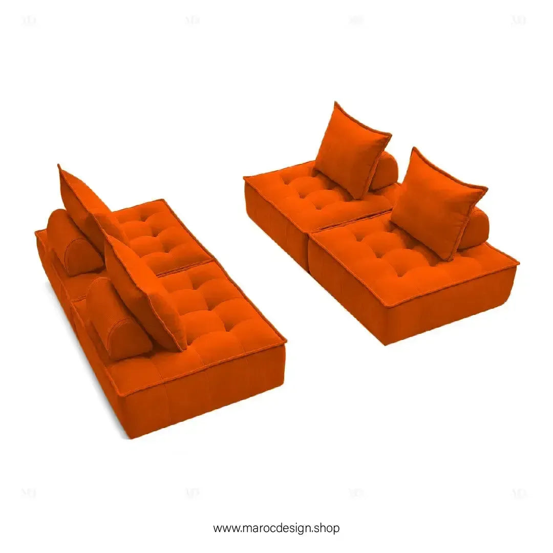 DOMINO Offrez-vous l'élégance modulable avec le canapé de Maroc Design-canapé, fauteil, Pouf, Meridienne, Modilable,-Maroc Design-Blanc-1 Module-Maroc Design