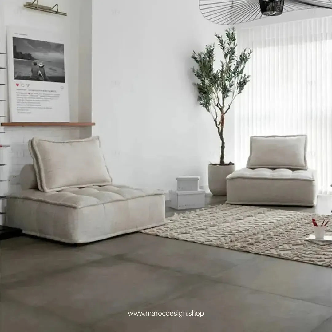 DOMINO Offrez-vous l'élégance modulable avec le canapé de Maroc Design-canapé, fauteil, Pouf, Meridienne, Modilable,-Maroc Design-Blanc-1 Module-Maroc Design