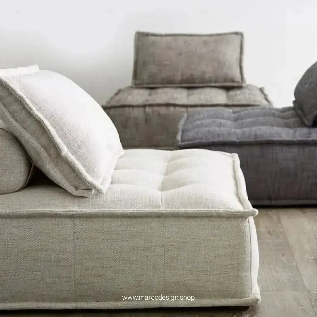 DOMINO Offrez-vous l'élégance modulable avec le canapé de Maroc Design-canapé, fauteil, Pouf, Meridienne, Modilable,-Maroc Design-Blanc-1 Module-Maroc Design