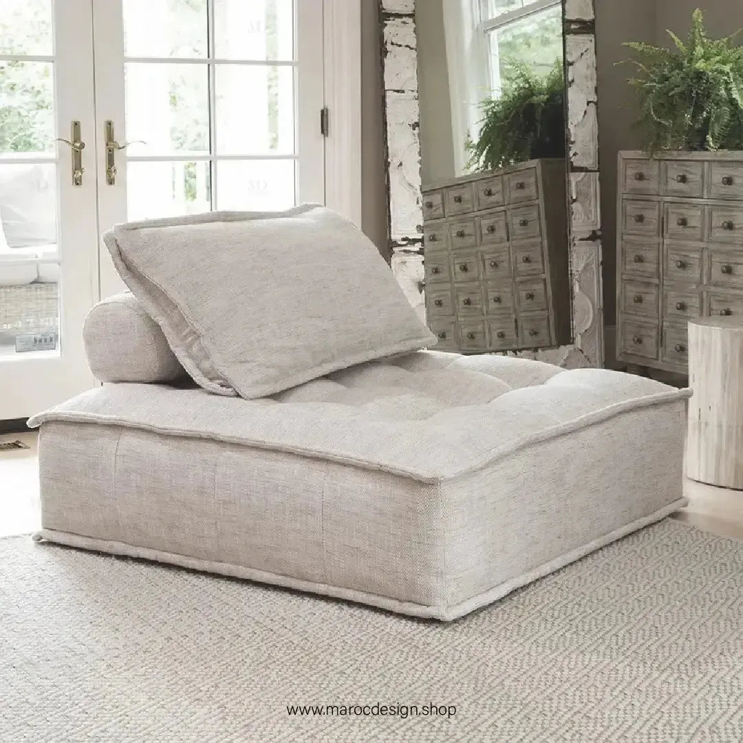 DOMINO Offrez-vous l'élégance modulable avec le canapé de Maroc Design-canapé, fauteil, Pouf, Meridienne, Modilable,-Maroc Design-Blanc-1 Module-Maroc Design