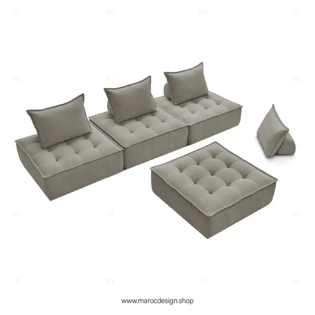 DOMINO Offrez-vous l'élégance modulable avec le canapé de Maroc Design-canapé, fauteil, Pouf, Meridienne, Modilable,-Maroc Design-Blanc-1 Module-Maroc Design