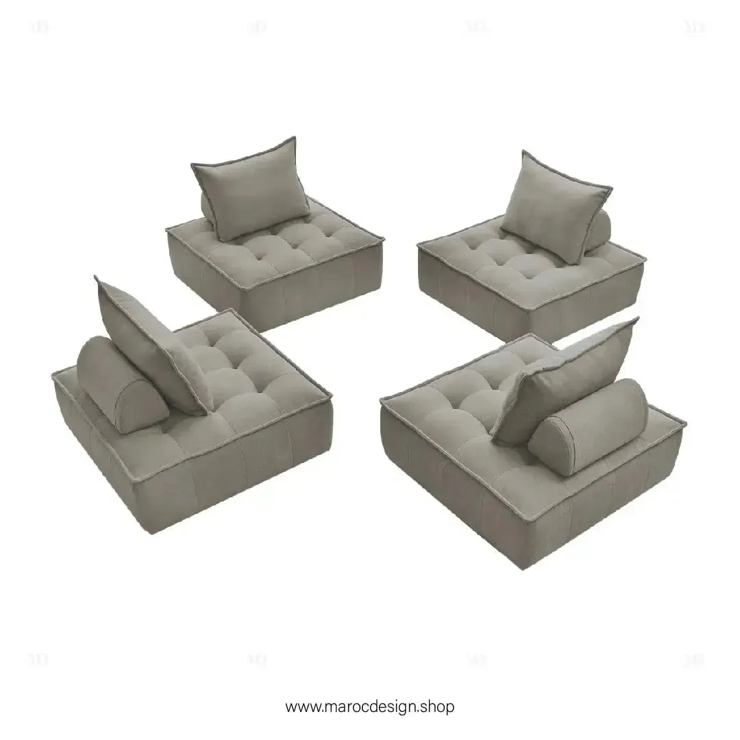 DOMINO Offrez-vous l'élégance modulable avec le canapé de Maroc Design-canapé, fauteil, Pouf, Meridienne, Modilable,-Maroc Design-Blanc-1 Module-Maroc Design