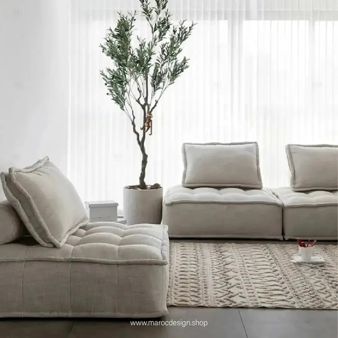 DOMINO Offrez-vous l'élégance modulable avec le canapé de Maroc Design-canapé, fauteil, Pouf, Meridienne, Modilable,-Maroc Design-Blanc-1 Module-Maroc Design