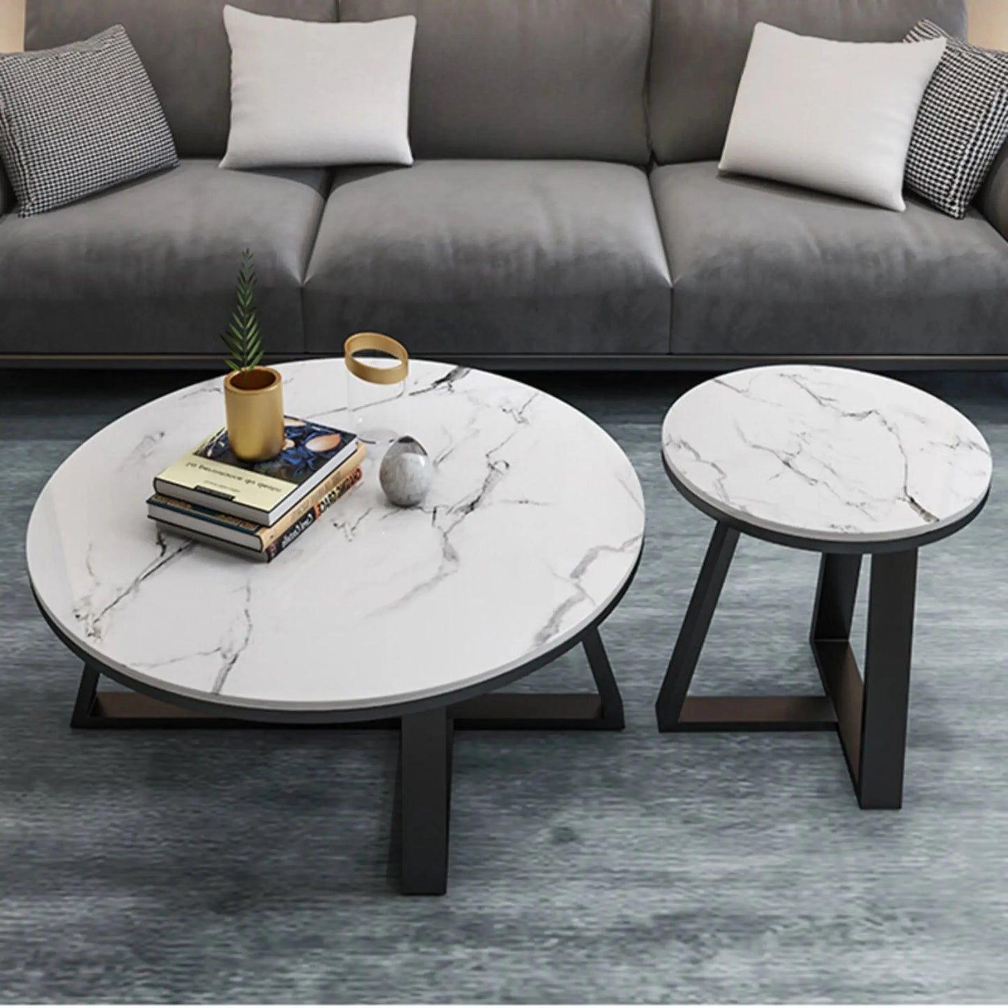 DUO DE TABLES BASSES MARBLY – Élégance et Polyvalence pour Votre Espace-Table Basse Salon Séjour, table de chevet, Tables de coin, table gigogne-Maroc Design-Maroc Design