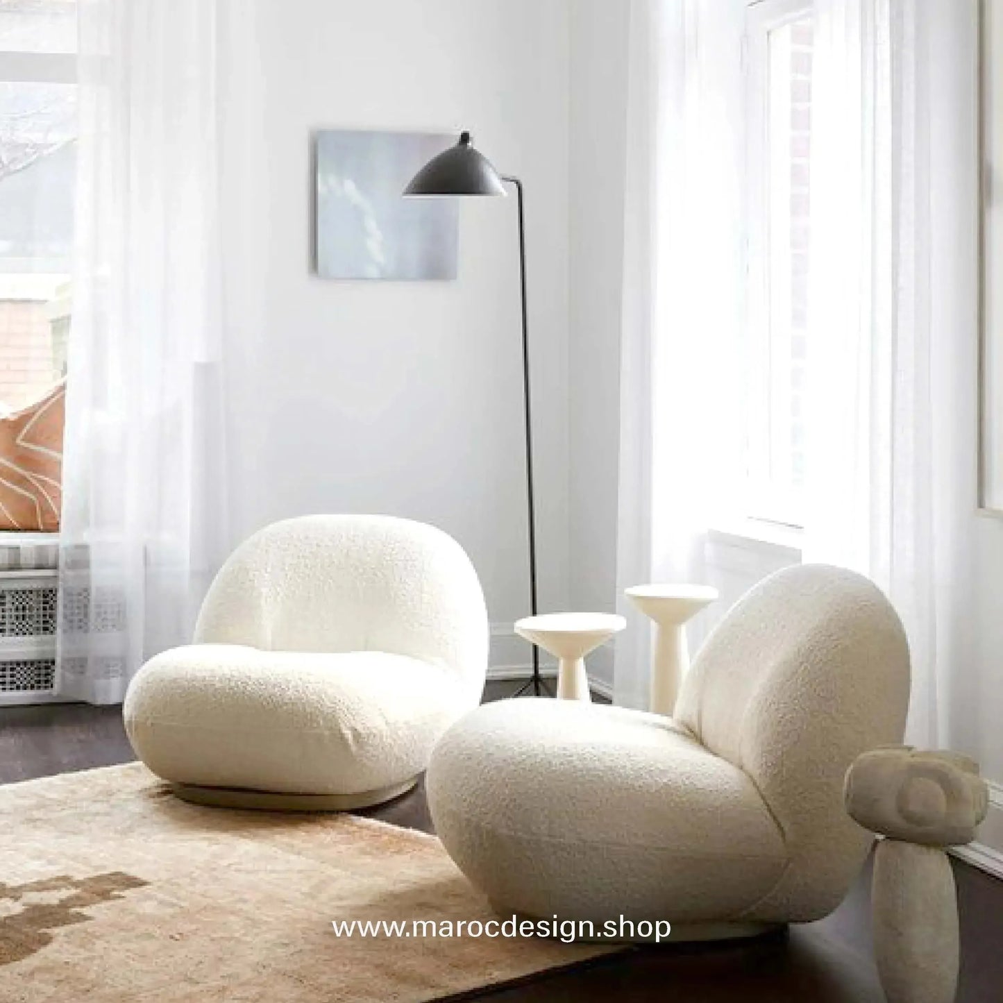 Fauteuil Zenith / pour Salon, Séjour et Chambre à Coucher-canapé, fauteil, Meridienne,-Maroc Design-Blanc-Maroc Design