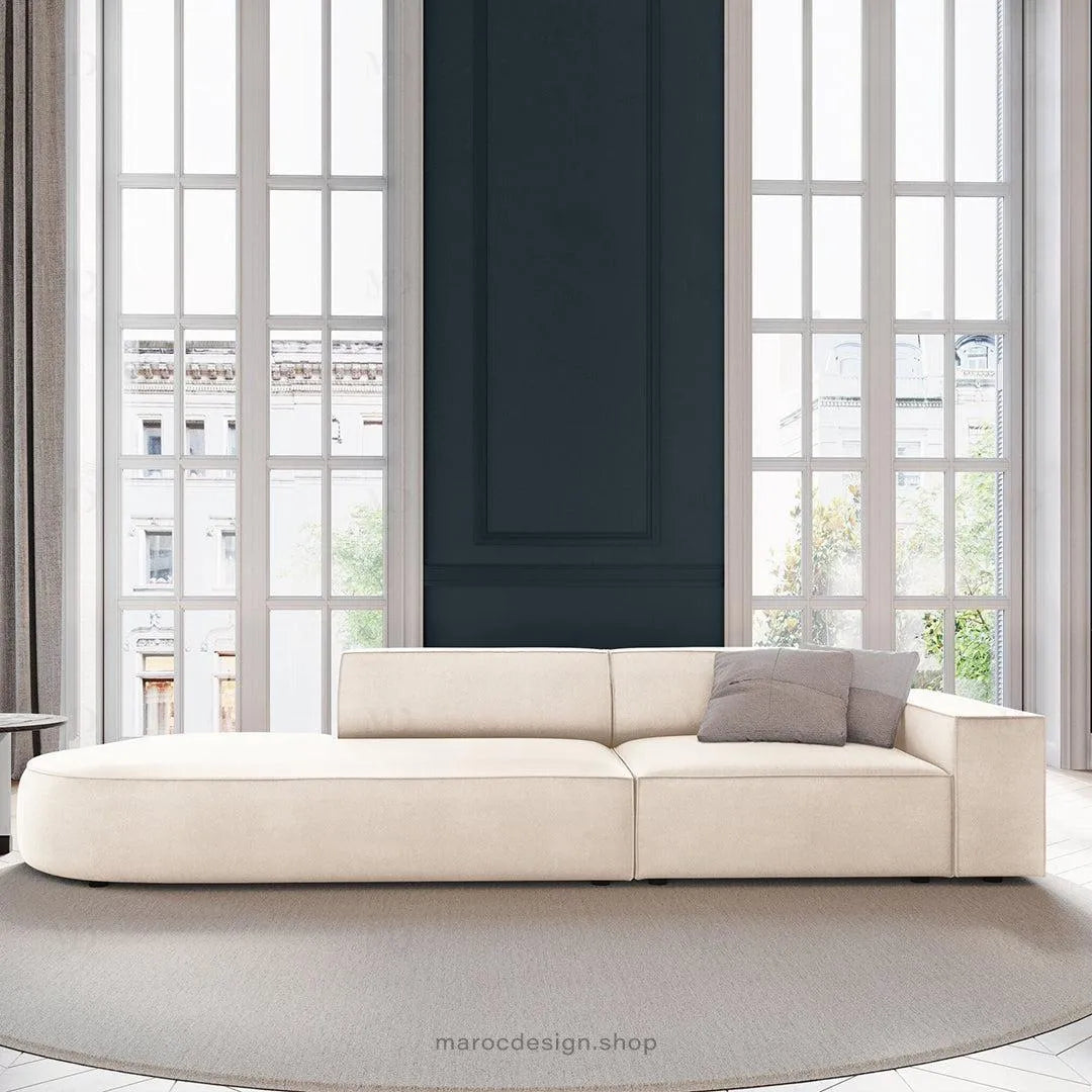 JODIE -3- places_Beige Canapé-modulaire Salon Séjour-canapé, fauteil, Pouf, Meridienne-Maroc Design-Beige-Droite-Maroc Design