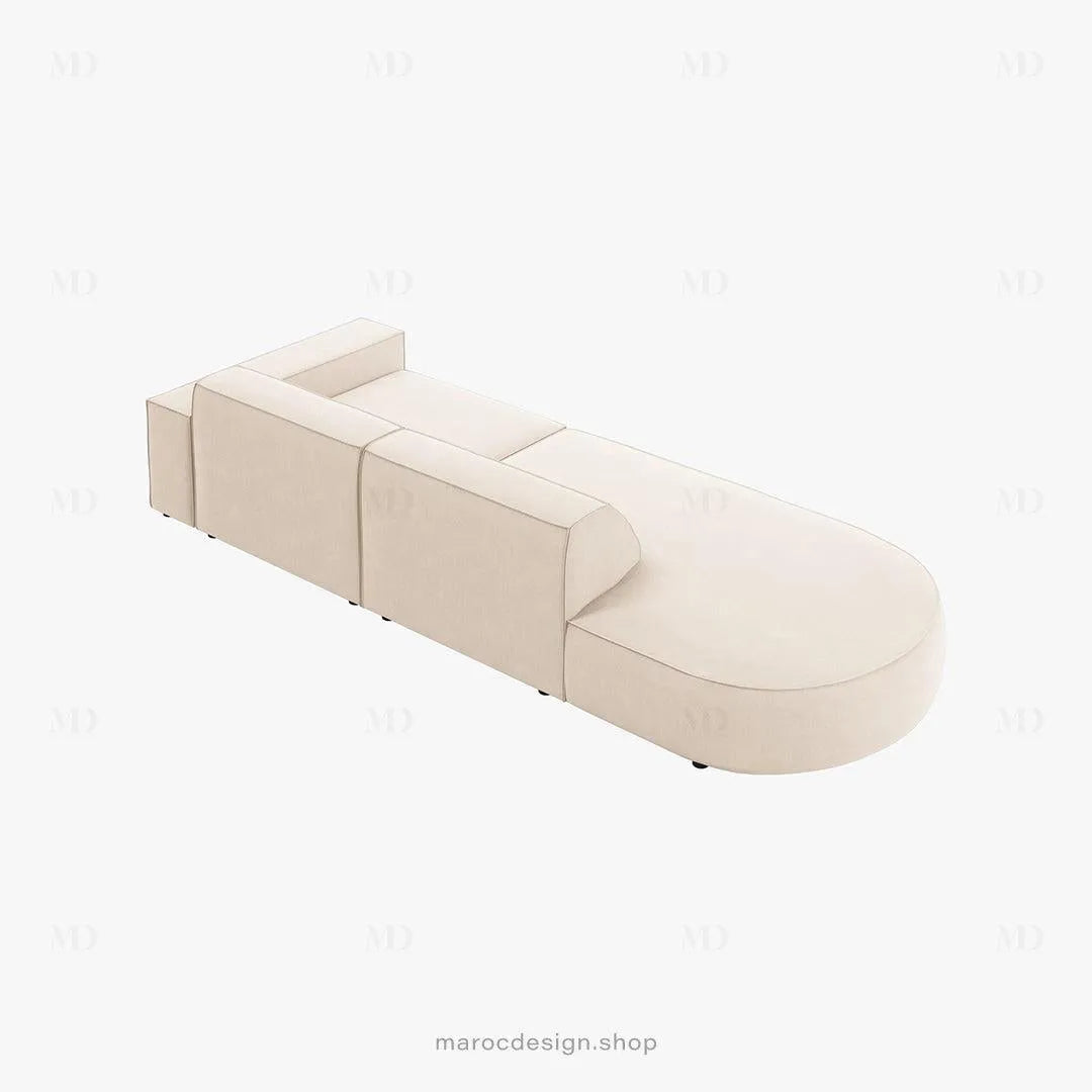JODIE -3- places_Beige Canapé-modulaire Salon Séjour-canapé, fauteil, Pouf, Meridienne-Maroc Design-Beige-Gauche-Maroc Design