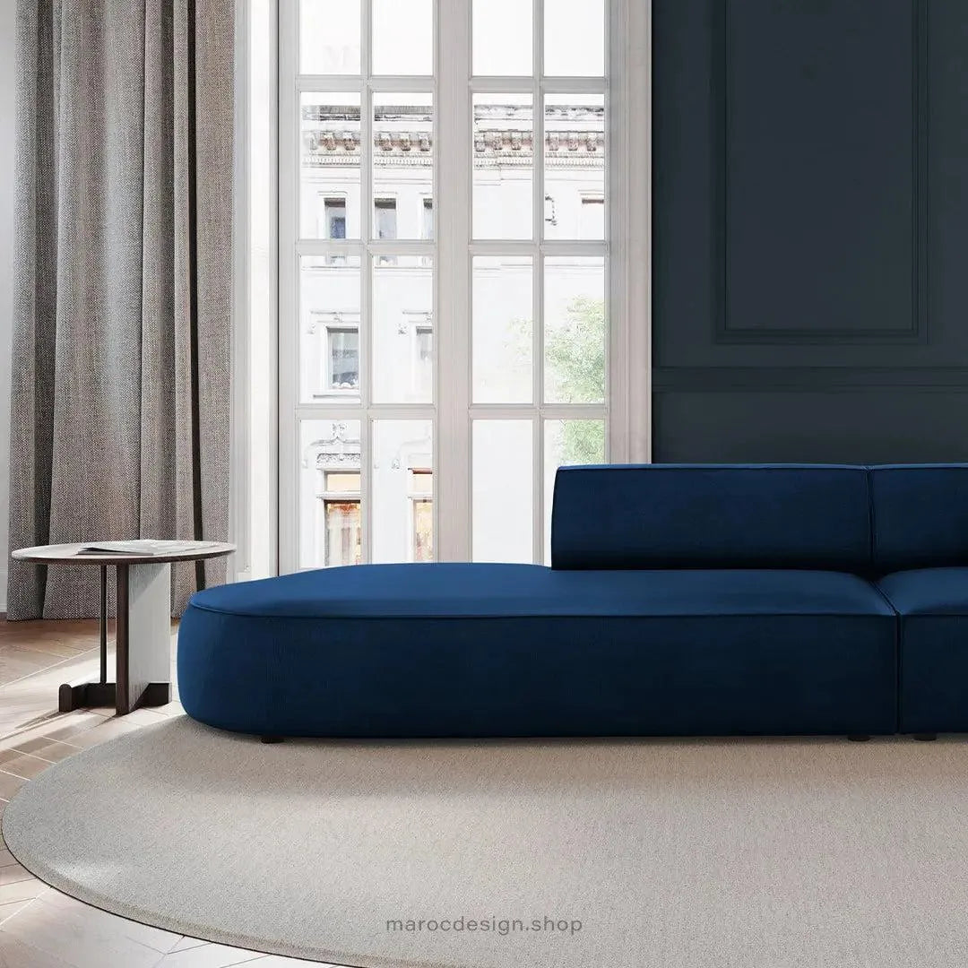 JODIE -3- places_Bleu Royal Canapé-modulaire Salon Séjour-canapé, fauteil, Pouf, Meridienne-Maroc Design-Bleu-Droite-Maroc Design