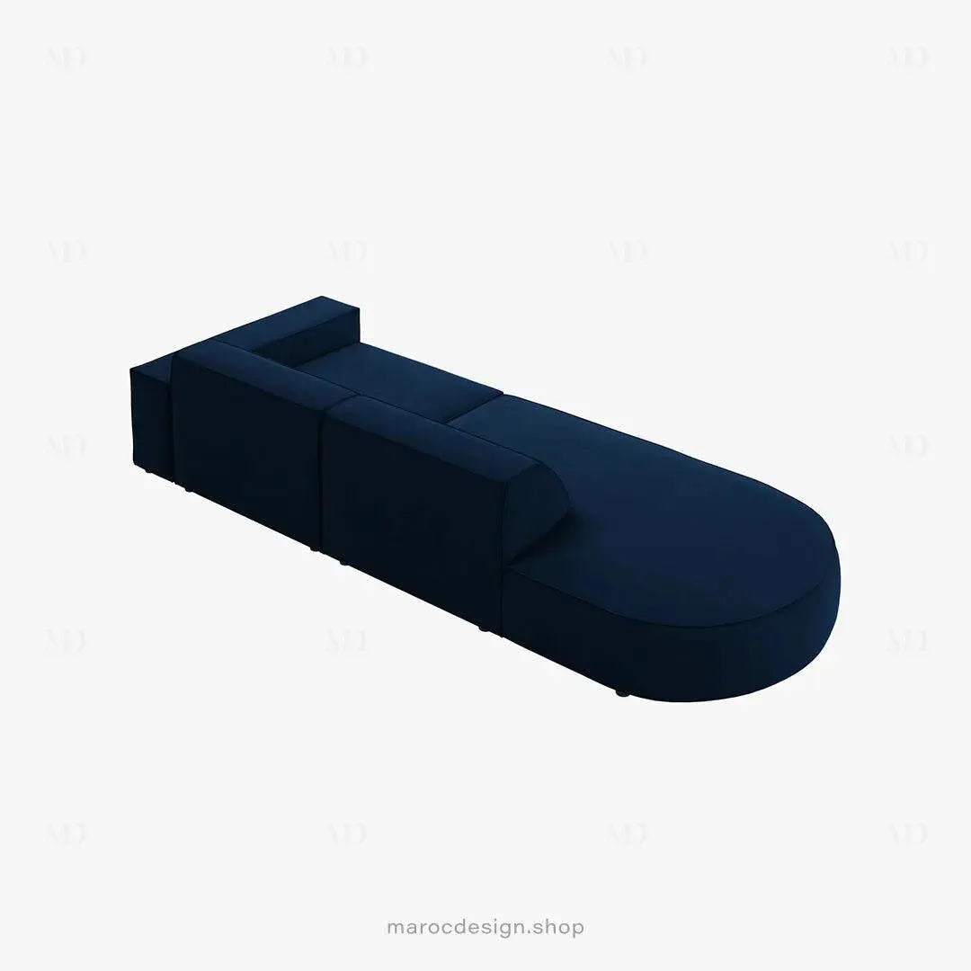 JODIE -3- places_Bleu Royal Canapé-modulaire Salon Séjour-canapé, fauteil, Pouf, Meridienne-Maroc Design-Bleu-Droite-Maroc Design
