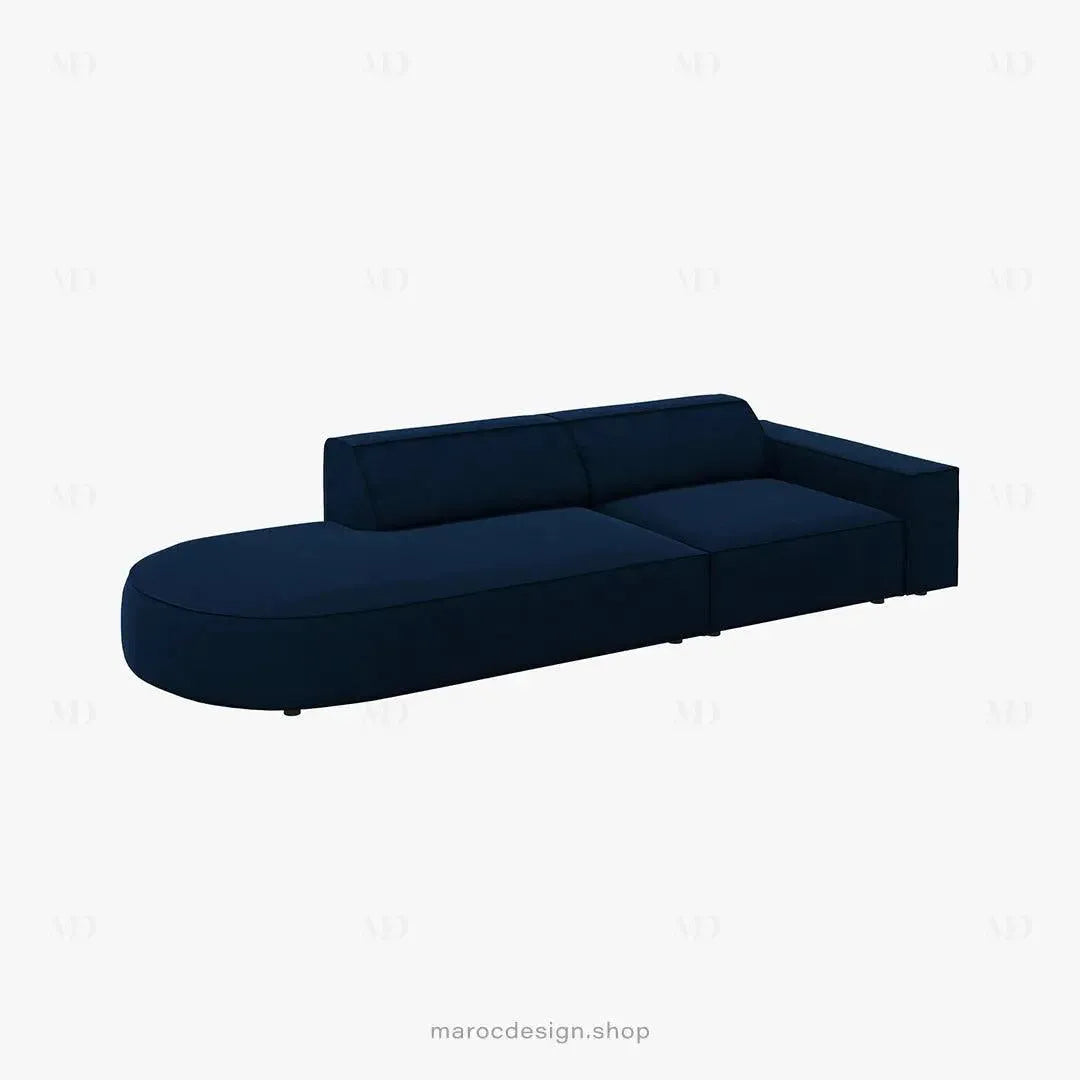 JODIE -3- places_Bleu Royal Canapé-modulaire Salon Séjour-canapé, fauteil, Pouf, Meridienne-Maroc Design-Bleu-Droite-Maroc Design